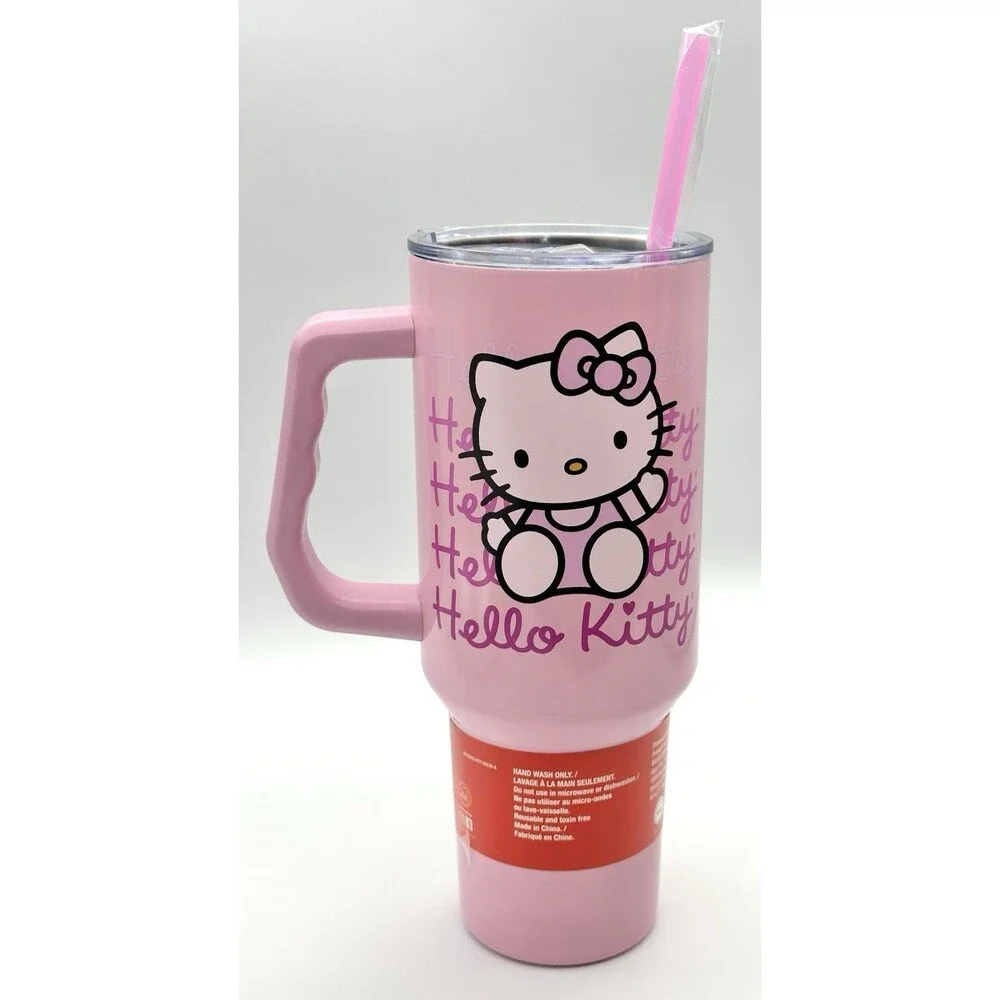 NWT Sanrio Hello Kitty Waving 40oz Pink Lavender Stainless Steel Tumbler Mug